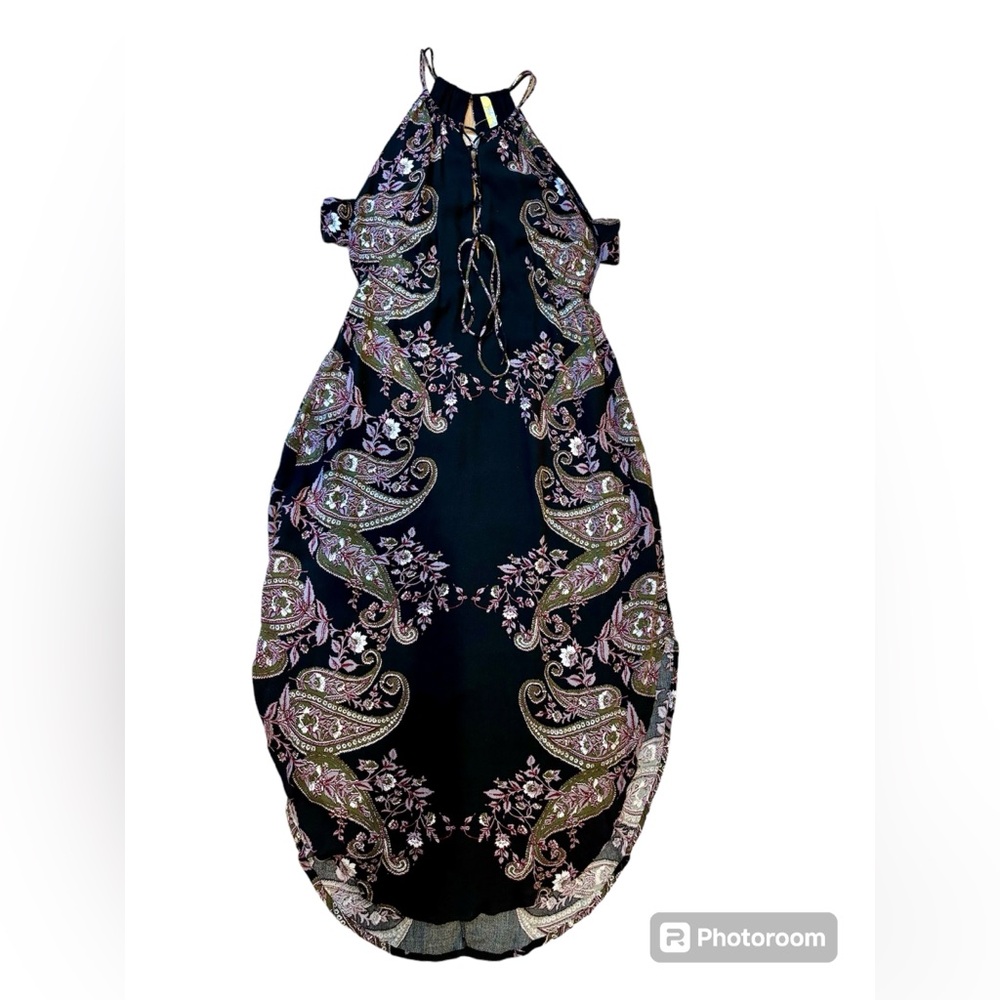 Free People Black Paisley Midi Dress
